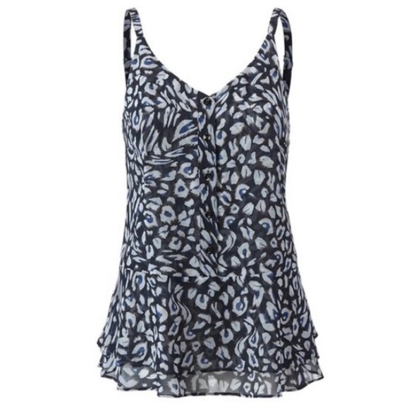 CAbi Purr blue leopard peplum tank - Picture 1 of 8